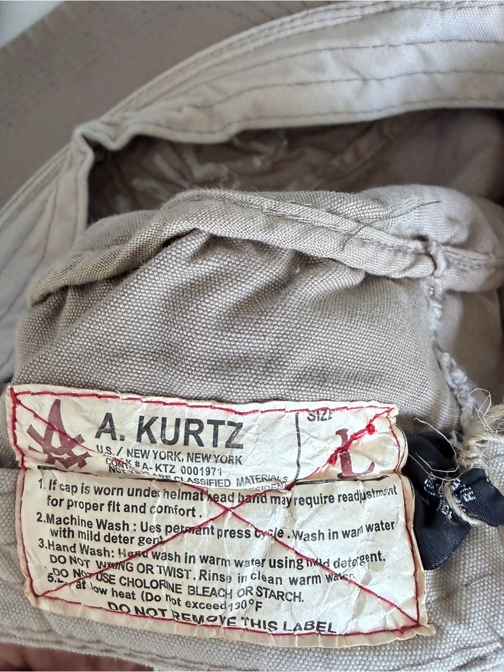 New Vintagd Kurtz Neutral Beige Embroidered Military-Style Cap size 7 - Picture 6 of 6